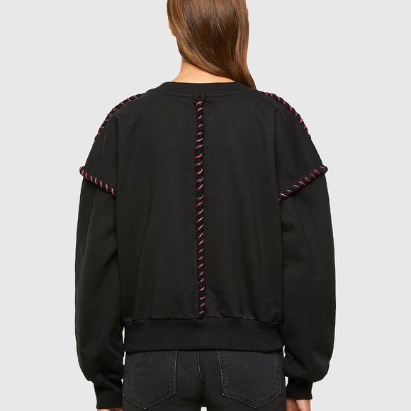 Diesel Black Cotton Pink Rope Sweatshirt F-Twister Size Medium Metal Tag Detail - Picture 2 of 11